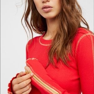 Free People "Zip It" Cuff Thermal Top - Size S